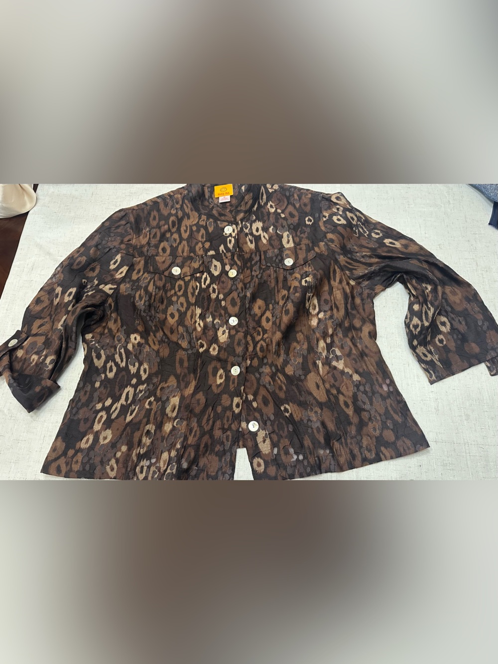 Ruby Rd. Brown Patterned Button-Front Blazer - Picture 2 of 9
